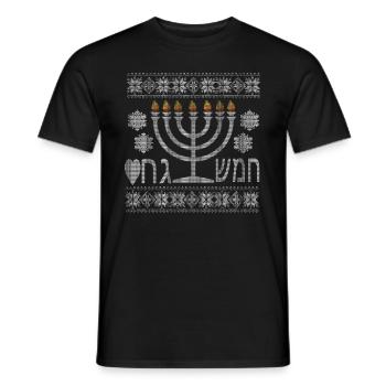 Ugly Hanukah Judentum Juden Juedisch Feier Menorah - Männer T-Shirt - Schwarz - Vorne - AI Model Male 178 light (178cm)