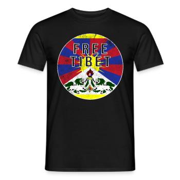 Manifestation contre l'oppression au Tibet et en Chine - T-shirt homme - noir - Devant - AI Model Male 178 light (178cm)