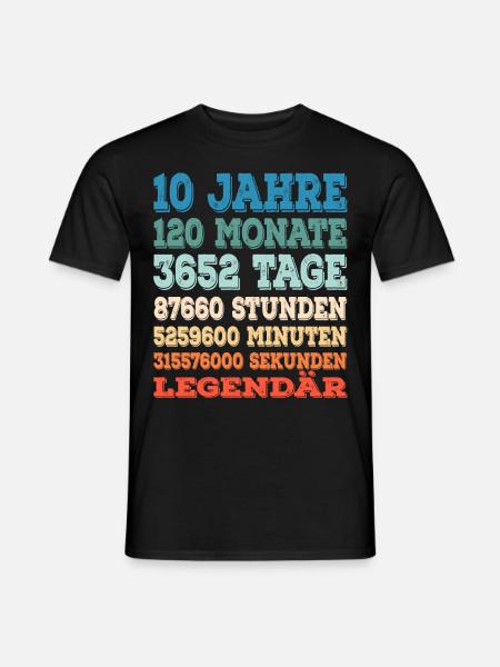 10 Jahr Legendär 10. Geburtstag - Männer T-Shirt - Schwarz