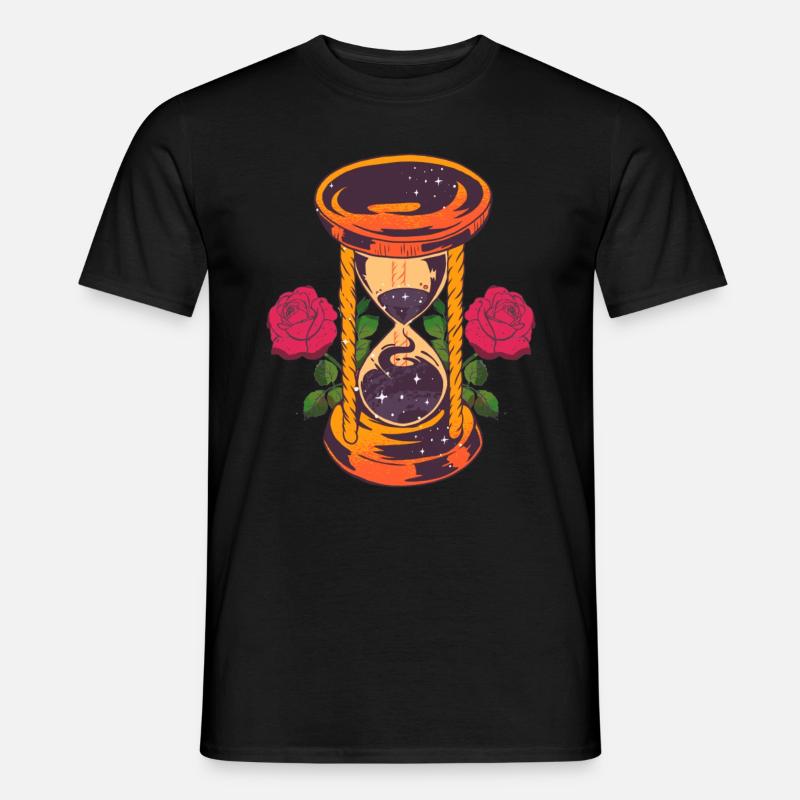 Sanduhr Mit Rosen - Männer T-Shirt - Schwarz
