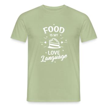 La nourriture est mon amour Langue Cuisine Cadeau Cuisine - T-shirt homme - vert sauge - Devant - AI Model Male 178 light (178cm)