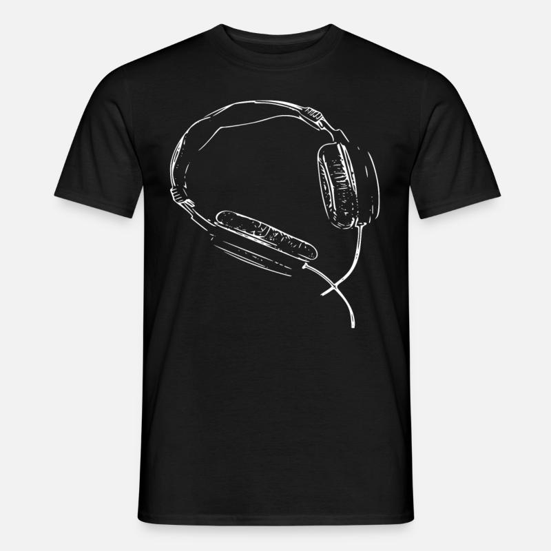 Kopfhörer - Männer T-Shirt - Schwarz