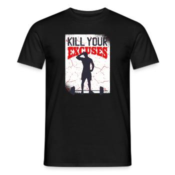 No excuses for sport and fitness motive - Men's T-Shirt - black - Front - AI Model Male 178 light (178cm)