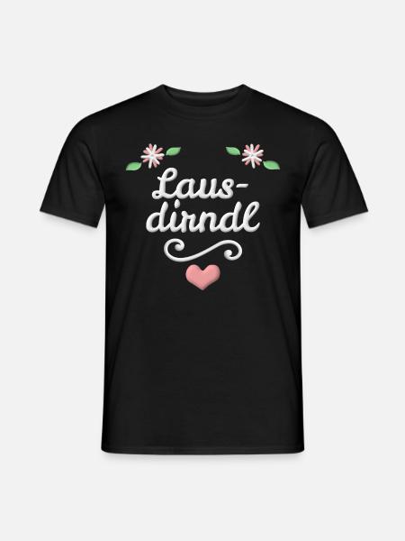 Lausdirndl Lustiger Spruch Lausmadl Dialekt Herz - Männer T-Shirt - Schwarz