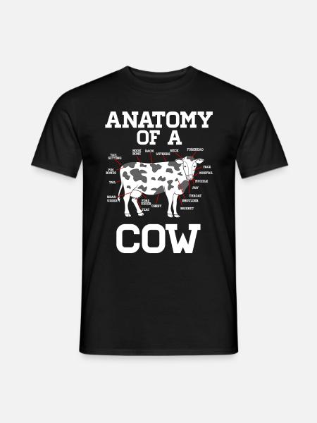 Anatomia krowy, bydła, miłośnika mleka, rolnika - T-shirt męski - czarny