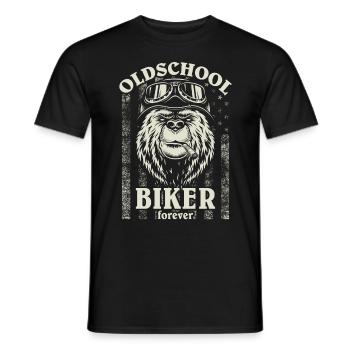 Old School Biker Forever I Motorcycle Grizzly Bear - Men's T-Shirt - black - Front - AI Model Male 178 light (178cm)