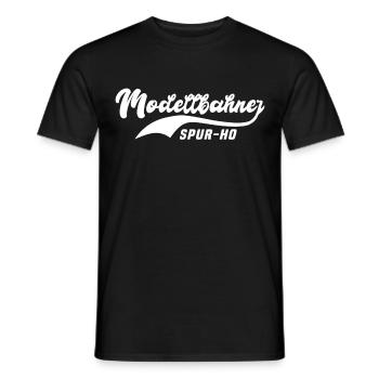 Modelleisenbahn Modellbahner Spur H0 - Männer T-Shirt - Schwarz - Vorne - AI Model Male 178 light (178cm)