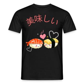 sleep walking sushi japan fisch sushimi reis lachs - Männer T-Shirt - Schwarz - Vorne - AI Model Male 178 light (178cm)