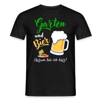 Garten und Bier darum bin ich hier Gärtner Spruch - Männer T-Shirt - Schwarz - Vorne - AI Model Male 178 light (178cm)