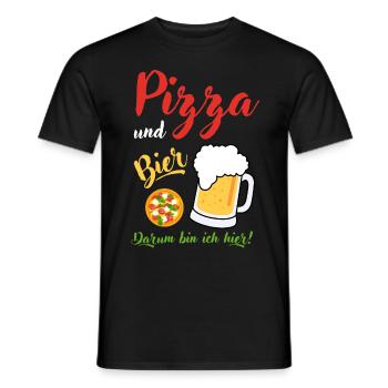 Pizza Bier Spruch Geschenk Bierliebhaber Pizzen - Männer T-Shirt - Schwarz - Vorne - AI Model Male 178 light (178cm)