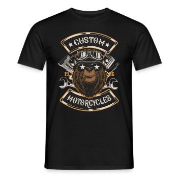 Motorcycles Custom Vintage Bike Motorcyclist Bear - Men's T-Shirt - black - Front - AI Model Male 178 light (178cm)