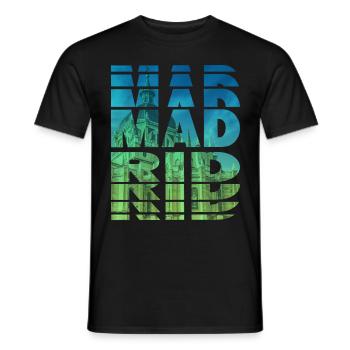 Madrid Spain City Skyline Home Love - Men's T-Shirt - black - Front - AI Model Male 178 light (178cm)