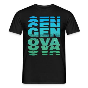 Gênes Gênes Italie Ville Skyline Vacances Amour - T-shirt homme - noir - Devant - AI Model Male 178 light (178cm)