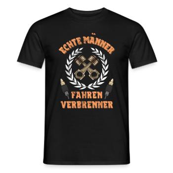 Echte Männer fahren Verbrenner T-Shirt - Männer T-Shirt - Schwarz - Vorne - AI Model Male 178 light (178cm)