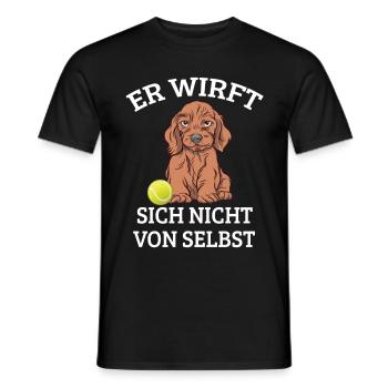 Hund Mit Ball Hundespruch Wirft Nicht Von Selbst - Männer T-Shirt - Schwarz - Vorne - AI Model Male 178 light (178cm)