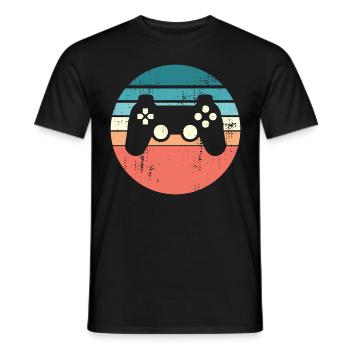 Sunset du contrôleur de jeu de console en détresse - T-shirt homme - noir - Devant - AI Model Male 178 light (178cm)