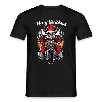 Merry Christmas Motorcycle Skeleton - Men's T-Shirt - black - Front - AI Model Male 178 light (178cm)