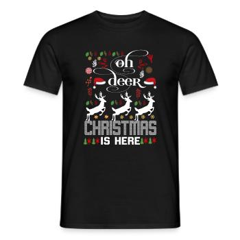 Oh Deer Christmas Is Here - Men's T-Shirt - black - Front - AI Model Male 178 light (178cm)