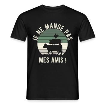 je ne mange pas mes amis - T-shirt homme - noir - Devant - AI Model Male 178 light (178cm)