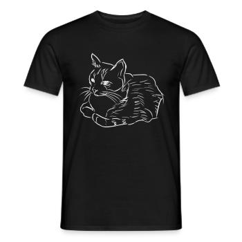 Große Katze Kater Cat Geschenk Geschenkidee - Männer T-Shirt - Schwarz - Vorne - AI Model Male 178 light (178cm)