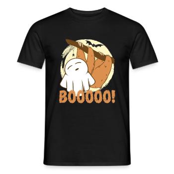 Creepy Halloween sloth says Boo - Men's T-Shirt - black - Front - AI Model Male 178 light (178cm)