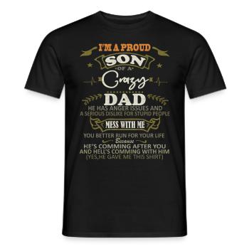 Je suis un fier fils de papa fou drôle de dire - T-shirt homme - noir - Devant - AI Model Male 178 light (178cm)