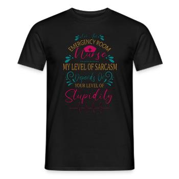 Lustige Notaufnahme Krankenschwester Mein Niveau des Sarkasmus Lustige Krankenschwester - Männer T-Shirt - Schwarz - Vorne - AI Model Male 178 light (178cm)