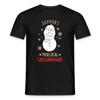 Soutenez votre pyjama de Noël amusant de bonhomme de neige local - T-shirt homme - noir - Devant - AI Model Male 178 light (178cm)