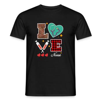 Love Nurse Valentine Nurse Leopard Print Plaid - T-shirt homme - noir - Devant - AI Model Male 178 light (178cm)
