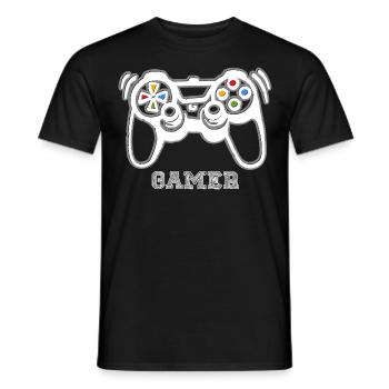 Gamer game console - Men's T-Shirt - black - Front - AI Model Male 178 light (178cm)