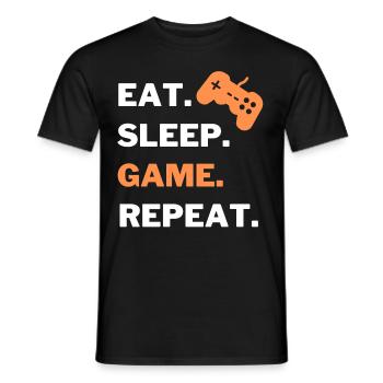 eat sleep game repeat gamer Tshirt - Männer T-Shirt - Schwarz - Vorne - AI Model Male 178 light (178cm)
