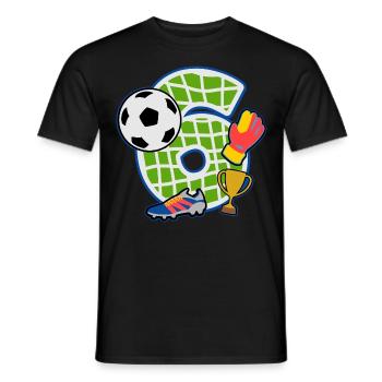 Football 6th birthday party number 6 - 6 years - Men's T-Shirt - black - Front - AI Model Male 178 light (178cm)