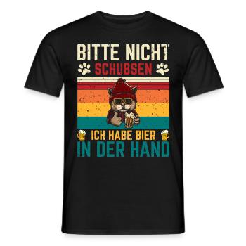 Bitte nicht schubsen, Ich habe Bier in der Hand - Männer T-Shirt - Schwarz - Vorne - AI Model Male 178 light (178cm)