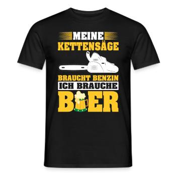 MEINE KETTENSÄGE BRAUCHT BENZIN ICH BRAUCHE BIER - Männer T-Shirt - Schwarz - Vorne - AI Model Male 178 light (178cm)