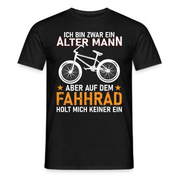 Alter Mann auf dem Fahrrad - Männer T-Shirt - Schwarz - Vorne - AI Model Male 178 light (178cm)