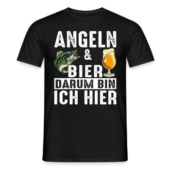 ANGELN & BIER DARUM BIN ICH HIER - Männer T-Shirt - Schwarz - Vorne - AI Model Male 178 light (178cm)