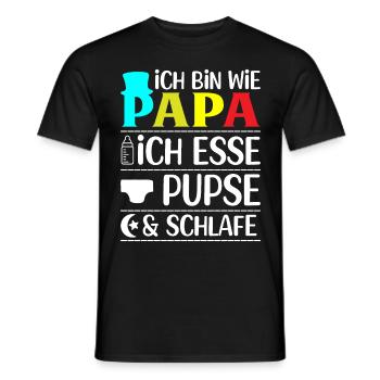 Ich bin wie Papa, ich esse, Pupse & schlafe - Männer T-Shirt - Schwarz - Vorne - AI Model Male 178 light (178cm)