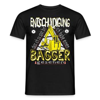 Excavator construction site birthday Young gift idea - Men's T-Shirt - black - Front - AI Model Male 178 light (178cm)