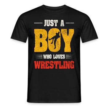 Nur ein Junge, der Wrestling liebt - Männer T-Shirt - Schwarz - Vorne - AI Model Male 178 light (178cm)