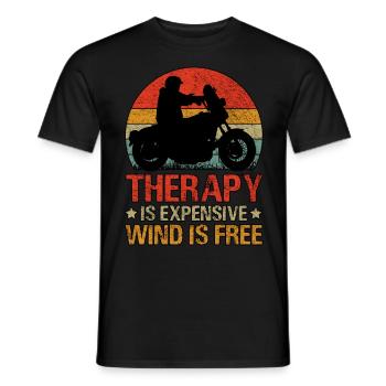 Therapy Is Expensive Wind Is Free Motorcycle - Men's T-Shirt - black - Front - AI Model Male 178 light (178cm)