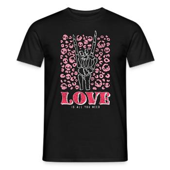 Love Is All You Need Skeleton Valentine's Day - Men's T-Shirt - black - Front - AI Model Male 178 light (178cm)