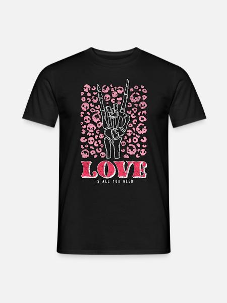 Liefde is alles wat je nodig hebt Skeleton Valentijnsdag - Mænd T-shirt - sort