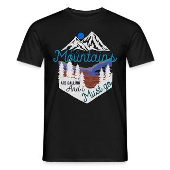 The Mountains Are Calling Hiking Mountains Camping - Men's T-Shirt - black - Front - AI Model Male 178 light (178cm)