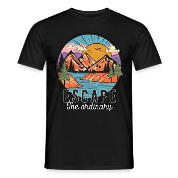 Escape The Ordinary Hiking Mountains Camping - Men's T-Shirt - black - Front - AI Model Male 178 light (178cm)