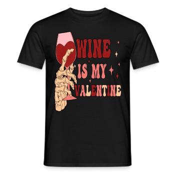 Wine Is My Valentine Anti Valentine's Day - Men's T-Shirt - black - Front - AI Model Male 178 light (178cm)
