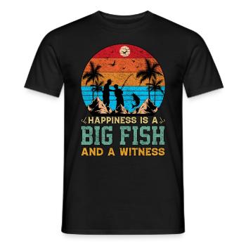 Le bonheur est un gros poisson et un témoin de la pêche - T-shirt homme - noir - Devant - AI Model Male 178 light (178cm)