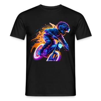 Jeune moto BMX afro-allemand afro-américain bi - T-shirt homme - noir - Devant - AI Model Male 178 light (178cm)