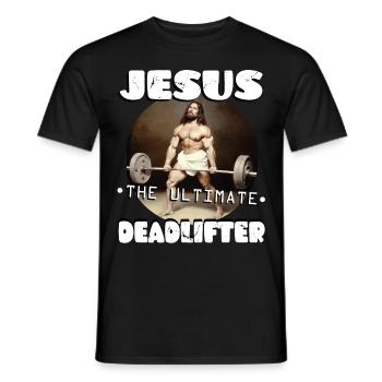 Jesus The Ultimate Deadlifter Christian Gym Funny - Männer T-Shirt - Schwarz - Vorne - AI Model Male 178 light (178cm)