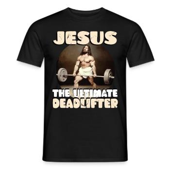 Jesus The Ultimate Deadlifter Christian Gym Funny - Männer T-Shirt - Schwarz - Vorne - AI Model Male 178 light (178cm)