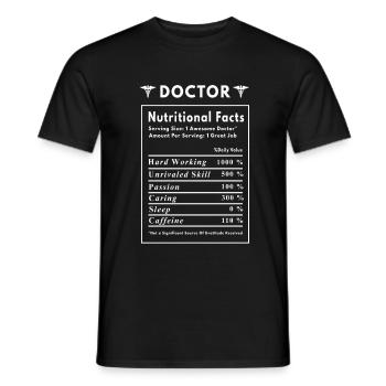 Doctor Funny Nurtitional Facts - Men's T-Shirt - black - Front - AI Model Male 178 light (178cm)